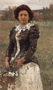 Autumn Bouquet Portrait of Vera Repina,the Artist-s Daughter Ilya Repin